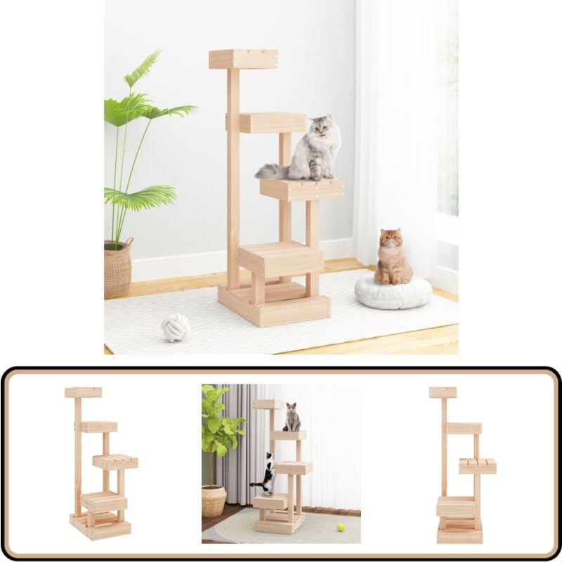 Vidaxl - Kratzbaum 45,5x49x103 cm Massivholz Kiefer - Katzen Kratzbaum - Kiefernholzkratzbaum - Kratzbaum Massivt Holz - Katzenmöbel - Katzenschrank