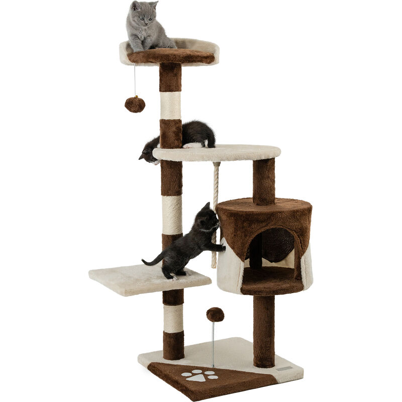 Lionto - Kratzbaum Kletterbaum Katzenkratzbaum Höhe 112 cm, braun/beige