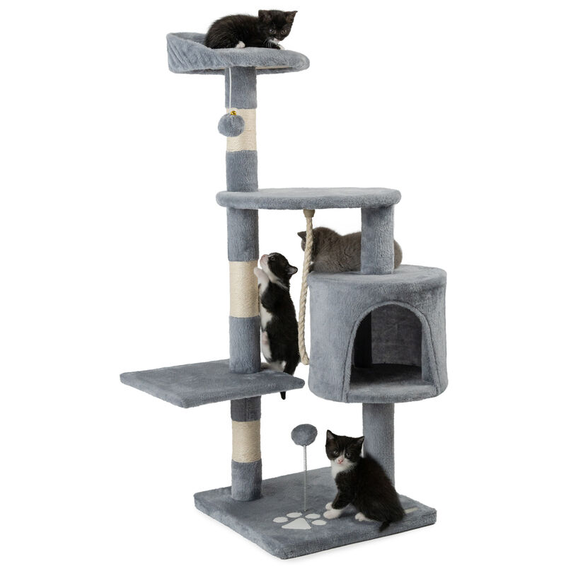 Lionto - Kratzbaum Kletterbaum Katzenkratzbaum Höhe 112 cm, hellgrau