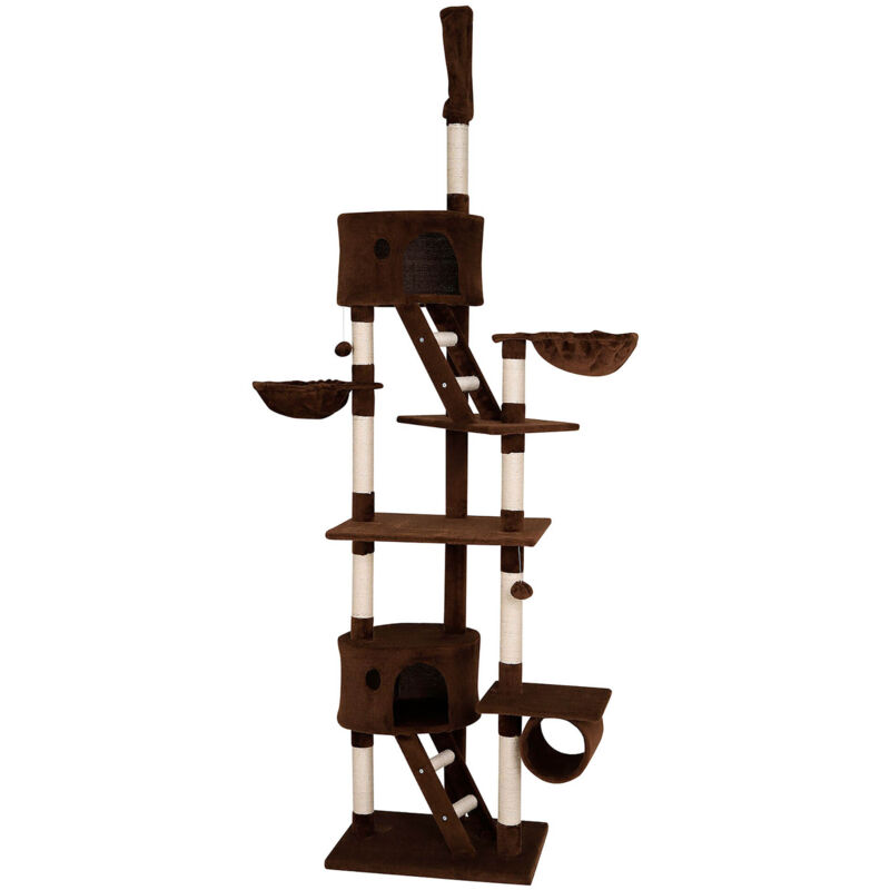 Kratzbaum Kletterbaum Katzenkratzbaum höhenverstellbar 230-250 cm braun