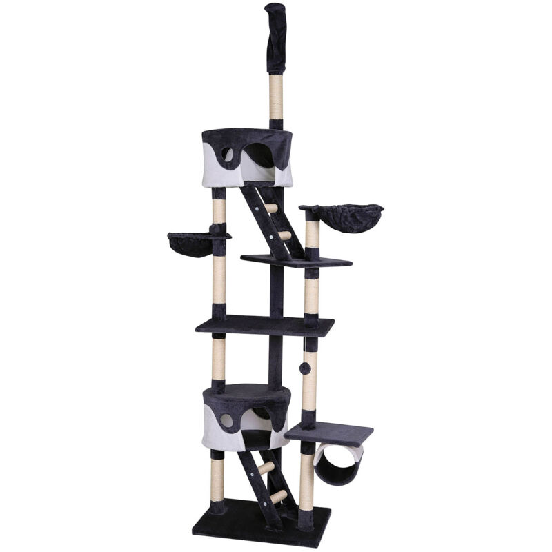 Kratzbaum Kletterbaum Katzenkratzbaum höhenverstellbar 230-250 cm grau / weiß