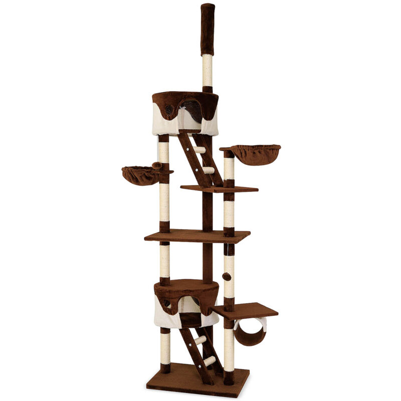 Kratzbaum Kletterbaum Katzenkratzbaum höhenverstellbar 230-250 cm braun / beige