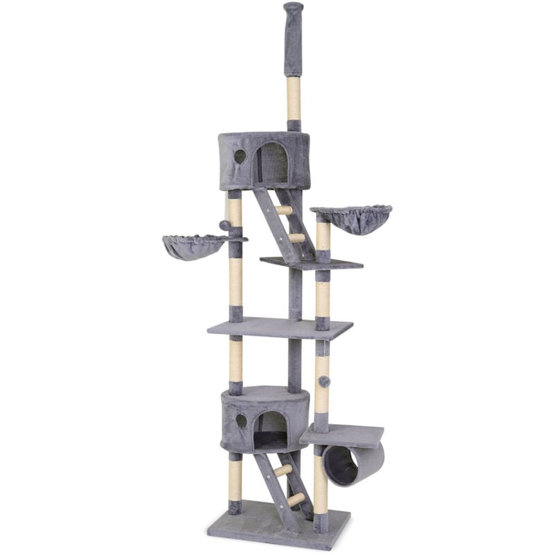 Kratzbaum Kletterbaum Katzenkratzbaum höhenverstellbar 230-250 cm hellgrau