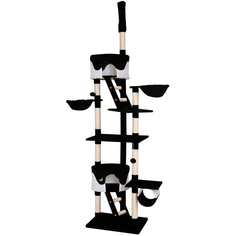 Kratzbaum Kletterbaum Katzenkratzbaum höhenverstellbar 230-250 cm schwarz / weiß