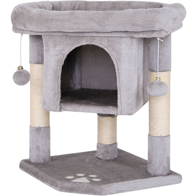 Lionto - Kratzbaum, Kletterbaum, Katzenkratzbaum, Katzenbaum, Höhe 60 cm, Farbe hellgrau