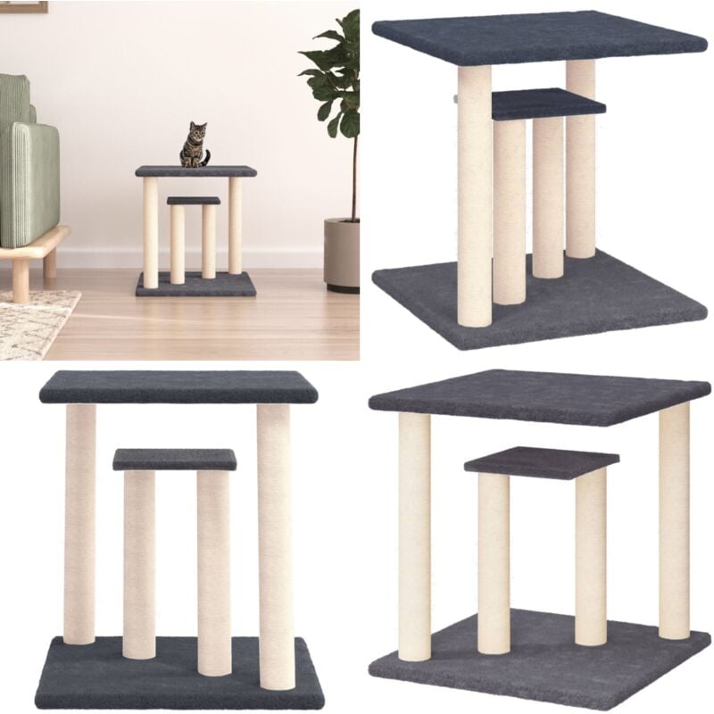 Vidaxl - Kratzbaum mit Plattformen Dunkelgrau 50 cm - Katzenmöbel - Kratzbaum - Kratzpfote - Sisal Kratzbaum - Plüsch Kratzbaum - Home & Living