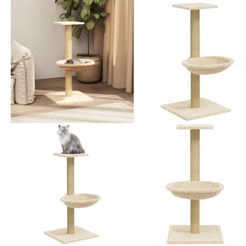 Kratzbaum mit Sisal-Kratzsäule Creme 74 cm - Katzen Kratzbaum - Sisalkratzbaum - Katzenmöbel - Kratzbaum Für Katze - Spielplatz Für Katze - Home &