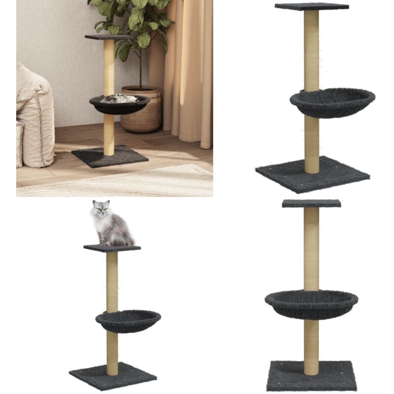 Vidaxl - Kratzbaum mit Sisal-Kratzsäule Dunkelgrau 74 cm - Katzen Kratzbaum - Kratzbaum Sisal - Katzenmöbel - Katzenhaus - Spielplatz Für Katzen