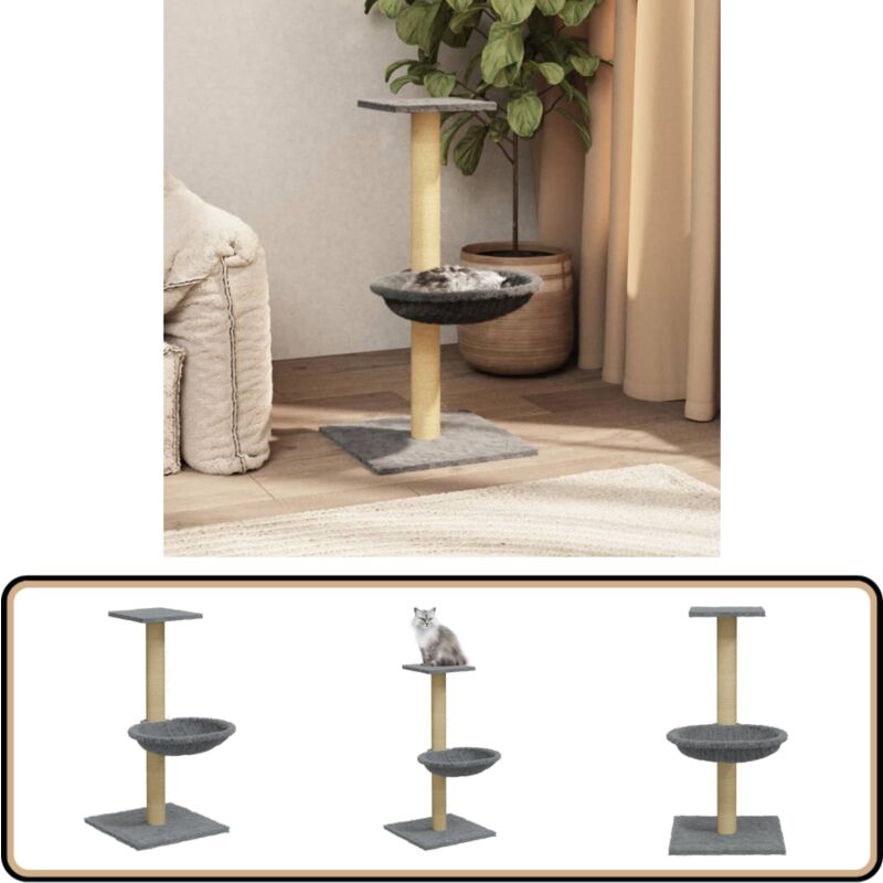 Vidaxl - Kratzbaum mit Sisal-Kratzsäule Hellgrau 74 cm - Katzen Kratzbaum - Kratzbaum Sisal - Katzenkletterbaum - Katzenhaus - Spielplatz Für Katzen