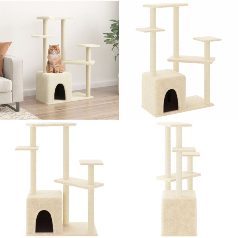 Vidaxl - Kratzbaum mit Sisal-Kratzsäulen Creme 107,5 cm - Katzenkratzbaum - Kratzbaum Sisal - Katzenmöbel - Katzturm - Plüschkatze - Home & Living