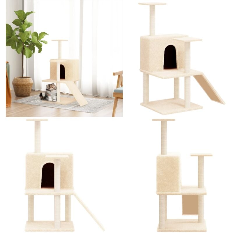 Vidaxl - Kratzbaum mit Sisal-Kratzsäulen Creme 109 cm - Katzenkratzbaum - Kratzbaum Sisal - Katzenmöbel - Katzenhaus - Katzensofa - Home & Living