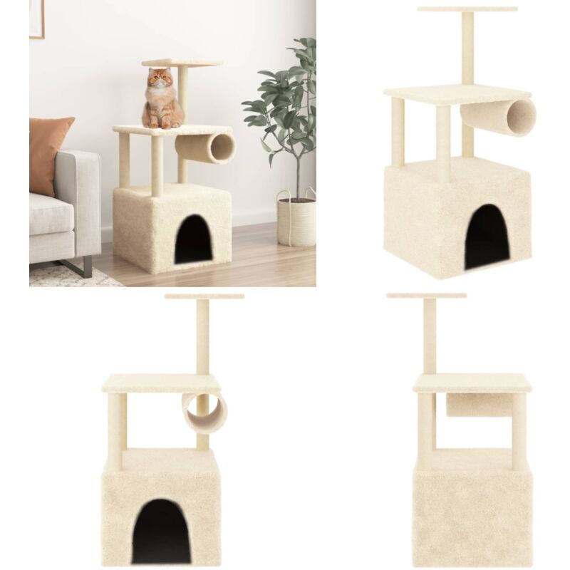 Vidaxl - Kratzbaum mit Sisal-Kratzsäulen Creme 109,5 cm - Katzenkratzbaum - Kratzbaum Sisal - Katzenmöbel - Katzenspielzeug - Kratzbaum Creme - Home