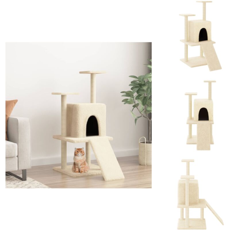 Vidaxl - Kratzbaum mit Sisal-Kratzsäulen Creme 110 cm - Katzenkratzbaum - Kratzbaum Sisal - Katzenmöbel - Kratzbaum Creme - Katzen Höhle