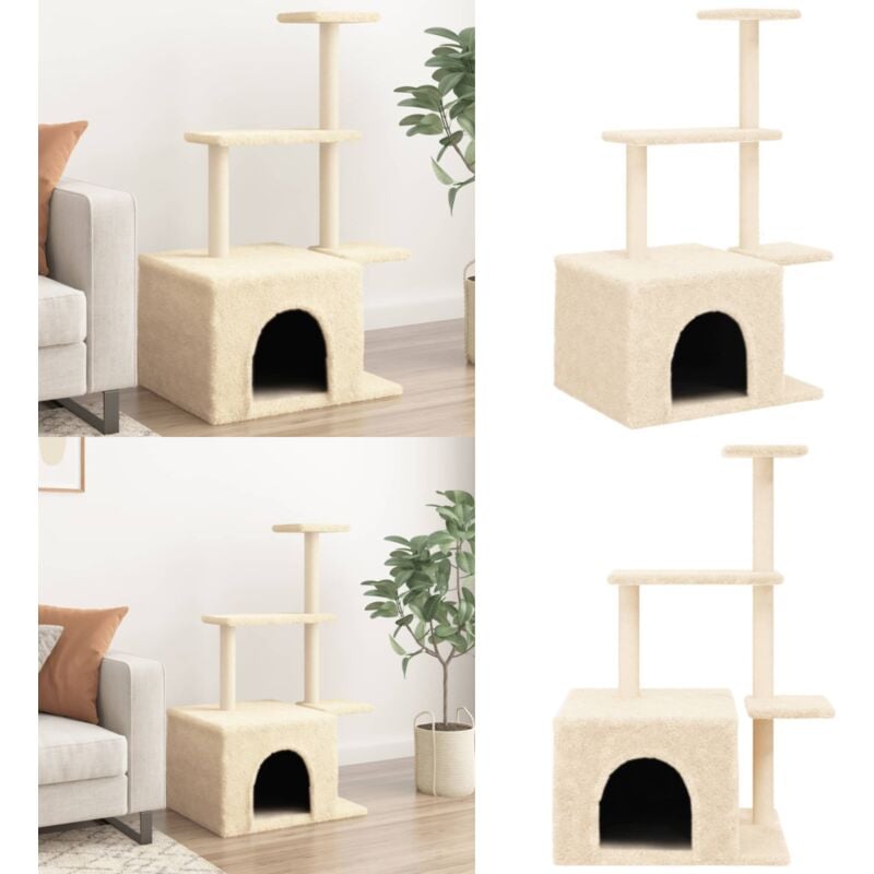Vidaxl - Kratzbaum mit Sisal-Kratzsäulen Creme 110 cm - Katzenkratzbaum - Kratzbaum Sisal - Katzenmöbel - Mehrstöckiger Kratzbaum - Plüschkatze