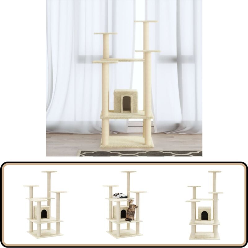 Vidaxl - Kratzbaum mit Sisal-Kratzsäulen Creme 110 cm - Kratzbaum - Katzenbaum - Kratzpfote - Sisalkratzbaum - Katzenmöbel