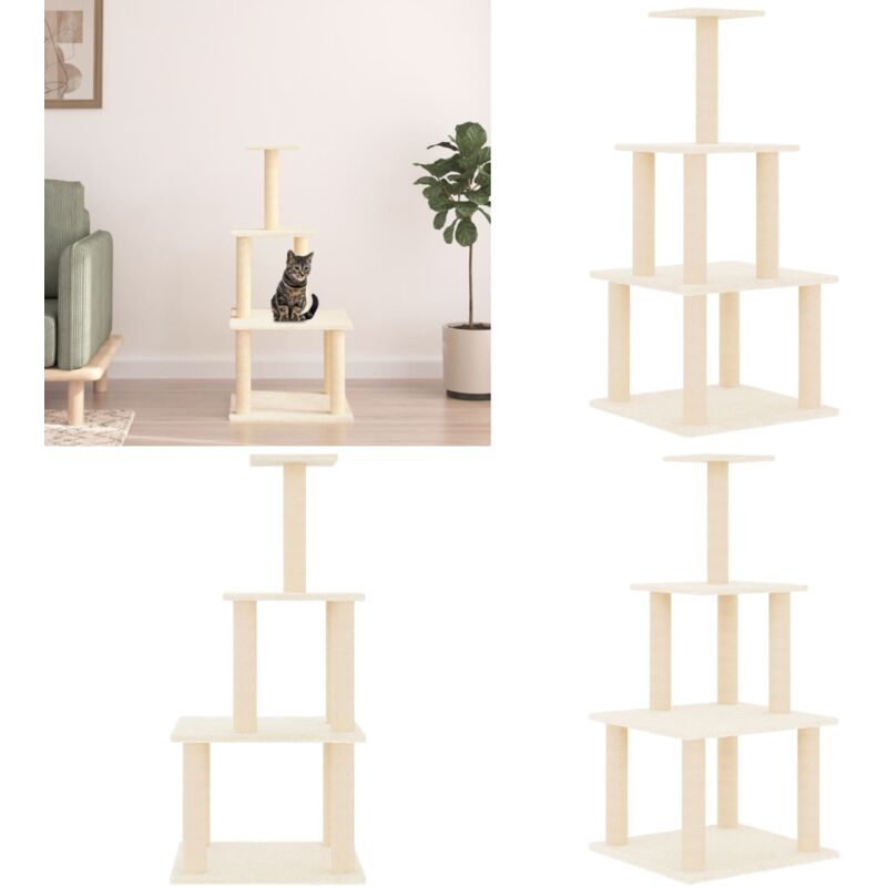 Vidaxl - Kratzbaum mit Sisal-Kratzsäulen Creme 111 cm - Katzenkratzbaum - Kratzbaum Sisal - Katzenmöbel - Katzenturm - Kratzpost - Home & Living