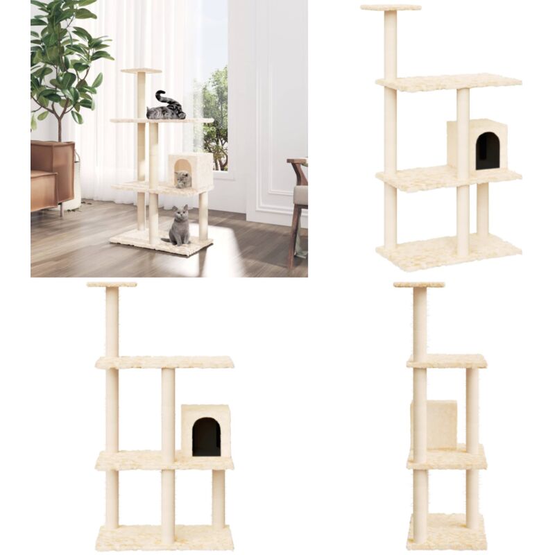 Vidaxl - Kratzbaum mit Sisal-Kratzsäulen Creme 119 cm - Katzen Kratzbaum - Kratzbaum Sisal - Katzenkletterbaum - Katzenhaus - Katzenmöbel - Home &