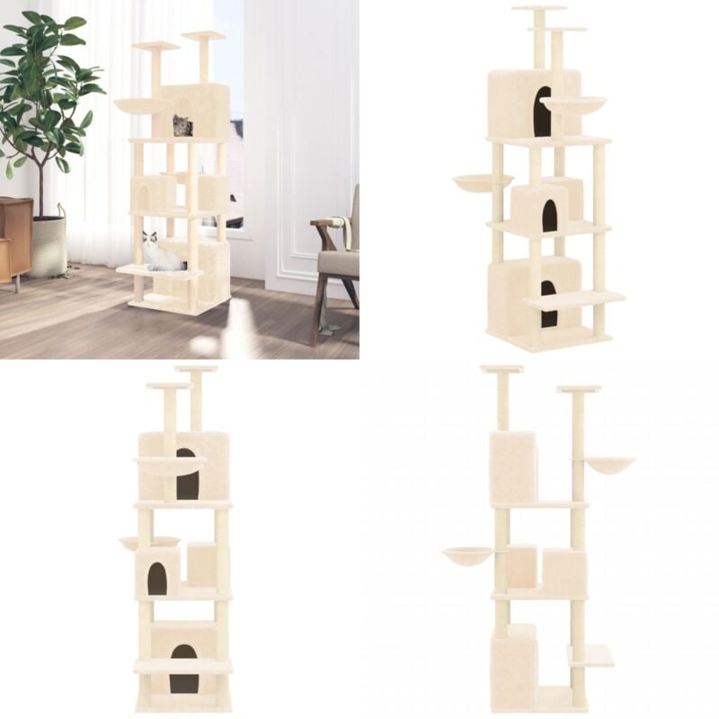 Vidaxl - Kratzbaum mit Sisal-Kratzsäulen Creme 180 cm - Katzenkratzbaum - Kratzbaum Sisal - Katzenmöbel - Katzensofa - Katzenhaus - Home & Living