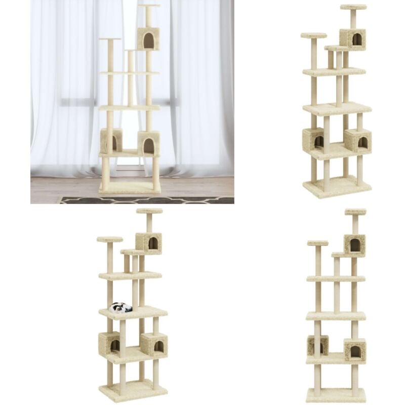 Kratzbaum mit Sisal-Kratzsäulen Creme 188 cm - Kratzbaum - Katzenbaum - Kratzpfote - Sisalkratzbaum - Katzenmöbel - Home & Living