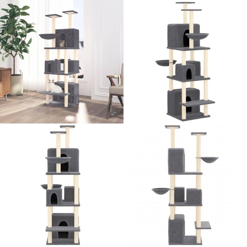 Vidaxl - Kratzbaum mit Sisal-Kratzsäulen Dunkelgrau 180 cm - Katzenkratzbaum - Kratzbaum Sisal - Katzenmöbel - Katzenkletterstange - Katzensofa
