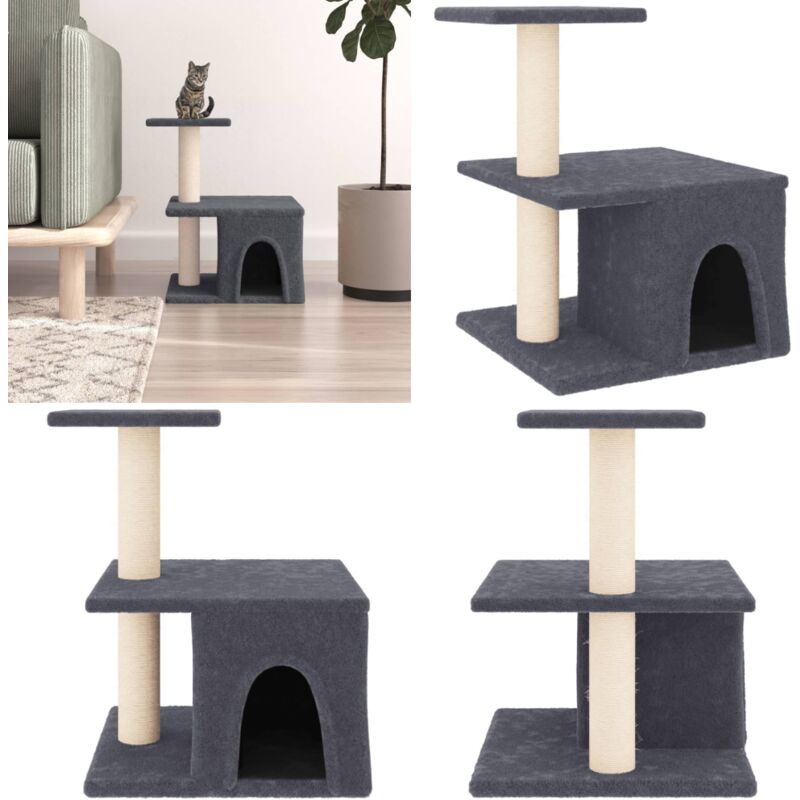 Vidaxl - Kratzbaum mit Sisal-Kratzsäulen Dunkelgrau 48 cm - Katzenkratzbaum - Kratzbaum Sisal - Katzenmöbel - Katzenhaus - Kratzpost - Home & Living