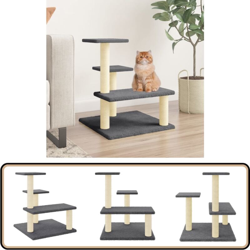 Vidaxl - Kratzbaum mit Sisal-Kratzsäulen Dunkelgrau 61 cm - Katzenkratzbaum - Kratzbaum Sisal - Katzenmöbel - Kratzbaum Dunkelgrau - Katzenkletterbaum