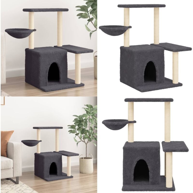 Vidaxl - Kratzbaum mit Sisal-Kratzsäulen Dunkelgrau 83 cm - Katzenkratzbaum - Kratzbaum Sisal - Katzenmöbel - Katzenschlafplatz - Katzenkletterbaum