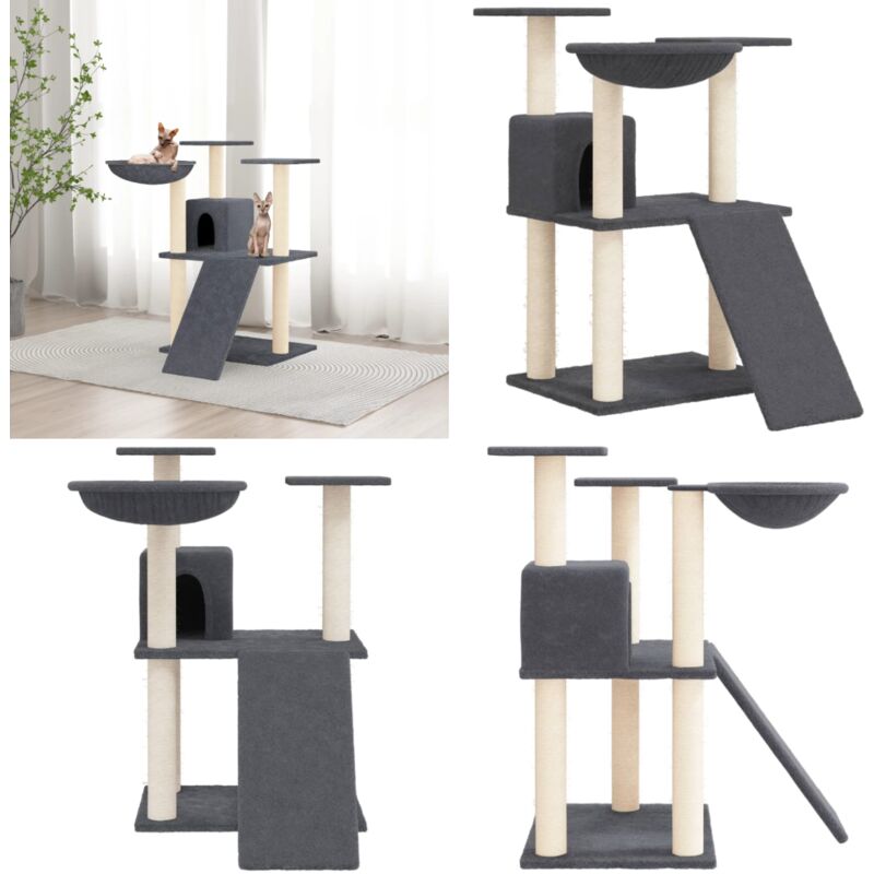 Vidaxl - Kratzbaum mit Sisal-Kratzsäulen Dunkelgrau 83 cm - Katzenkratzbaum - Kratzbaum Sisal - Katzenmöbel - Katzenkletterbaum - Katzensofa - Home &