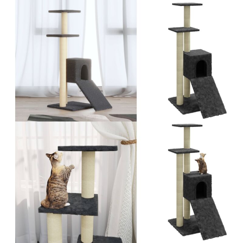Vidaxl - Kratzbaum mit Sisal-Kratzsäulen Dunkelgrau 92 cm - Katzenbaum - Kratzbaum - Sisalkratzbaum - Katzenkletterbaum - Katzenmöbel - Home & Living