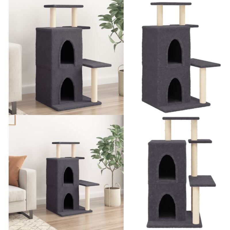 Vidaxl - Kratzbaum mit Sisal-Kratzsäulen Dunkelgrau 97 cm - Katzenkratzbaum - Kratzbaum Sisal - Katzenmöbel - Katzturm - Katzenhaus - Home & Living