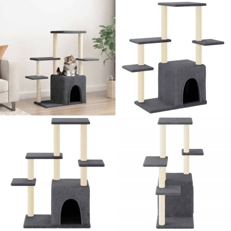 Vidaxl - Kratzbaum mit Sisal-Kratzsäulen Dunkelgrau 97,5 cm - Katzenkratzbaum - Sisalkratzbaum - Kratzbaum Für Katzen - Katzenmöbel - Katzenhaus