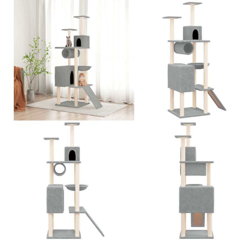 Vidaxl - Kratzbaum mit Sisal-Kratzsäulen Hellgrau 168 cm - Katzenkratzbaum - Kratzbaum Sisal - Katzenmöbel - Katzenschlafplatz - Katzenspielzeug