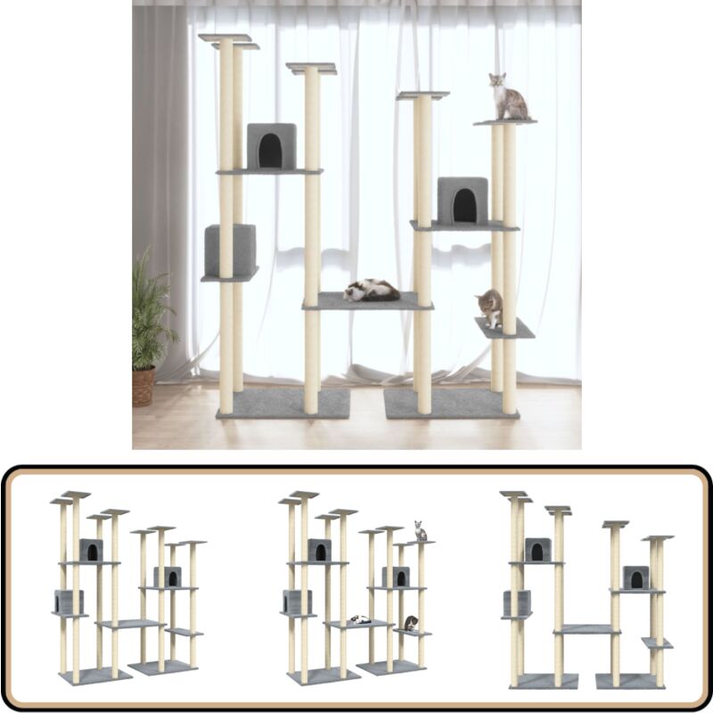 Vidaxl - Kratzbaum mit Sisal-Kratzsäulen Hellgrau 174 cm - Katzenkletterbaum - Kratzbaum - Sisalkratzbaum - Katzenhaus - Katzenmöbel