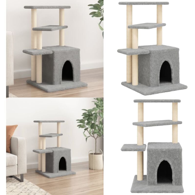 Vidaxl - Kratzbaum mit Sisal-Kratzsäulen Hellgrau 83,5 cm - Katzenkratzbaum - Kratzbaum Sisal - Katzenmöbel - Katzturm - Plüschkatze - Home & Living