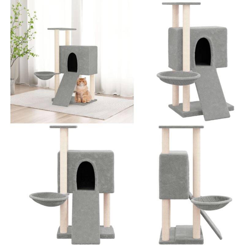 Vidaxl - Kratzbaum mit Sisal-Kratzsäulen Hellgrau 96 cm - Katzenkratzbaum - Kratzbaum Sisal - Katzenmöbel - Katzenschlafplatz - Katzenhaus - Home &