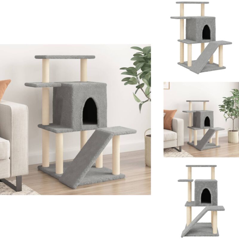 Vidaxl - Kratzbaum mit Sisal-Kratzsäulen Hellgrau 97 cm - Katzenkletterbaum - Kratzbaum - Katzenmöbel - Sisalkratzbaum - Katzenhöhle