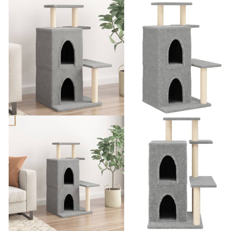 Vidaxl - Kratzbaum mit Sisal-Kratzsäulen Hellgrau 97 cm - Katzenkratzbaum - Kratzbaum Sisal - Katzenmöbel - Katzensofa - Katzenturm - Home & Living