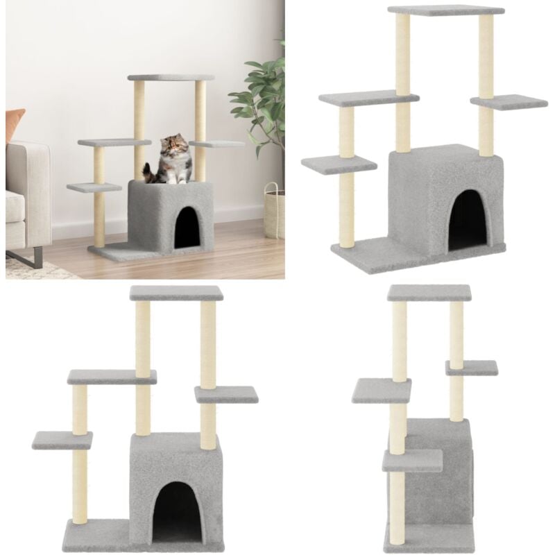 Vidaxl - Kratzbaum mit Sisal-Kratzsäulen Hellgrau 97,5 cm - Katzenkratzbaum - Kratzbaum Sisal - Katzenmöbel - Katzensofa - Katze Kletterstange - Home