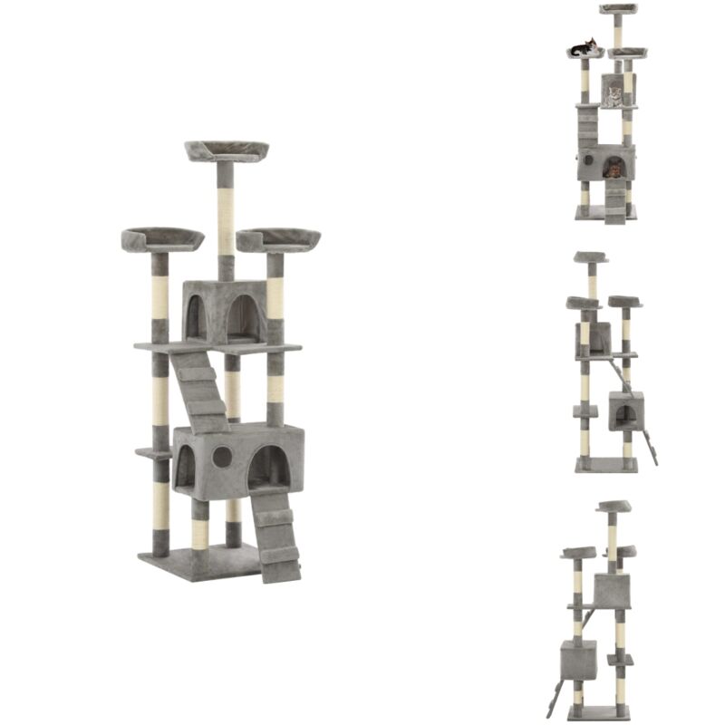 Vidaxl - Katzen-Kratzbaum mit Sisal-Kratzsäulen 170 cm Grau - Katzen Kratzbaum - Katzenmöbel - Sisalkratzbaum - Mehrstöckiger Katzenbaum
