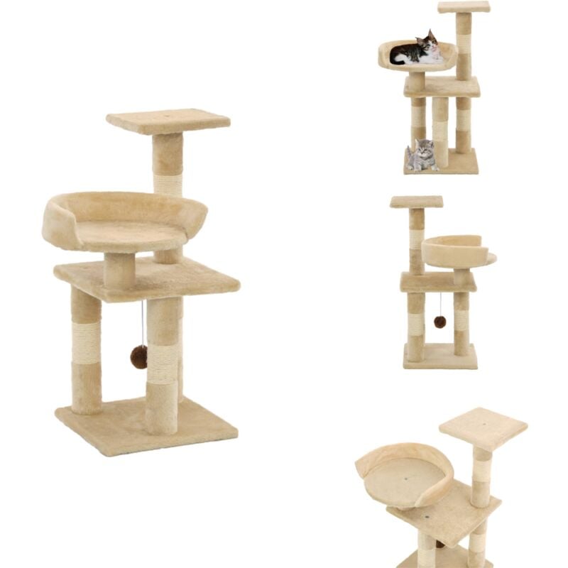 Vidaxl - Katzen-Kratzbaum mit Sisal-Kratzsäulen 65 cm Beige - Katzen Kratzbaum - Sisalkratzbaum - Katzenmöbel - Kratzbaum Beige - Katzenspielplatz
