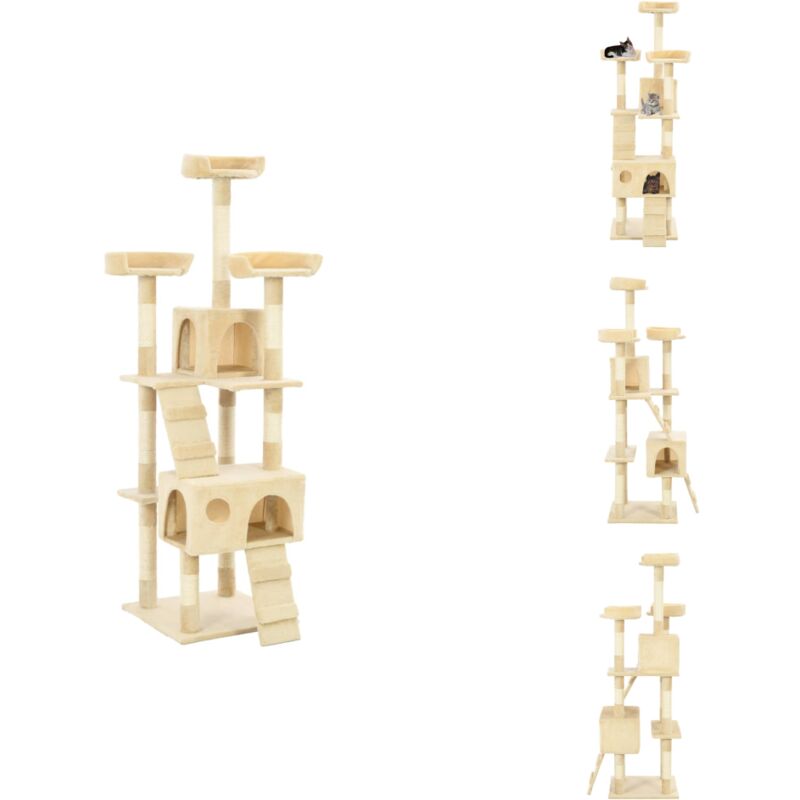 Vidaxl - Katzen-Kratzbaum mit Sisal-Säulen 170 cm Beige - Katzen Kratzbaum - Sisalsäule - Katzenmöbel - Katzenhaus - Katzenkletterbaum