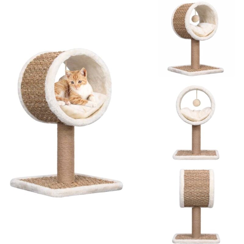 Vidaxl - Katzen-Kratzbaum mit Tunnel und Spielzeug 56 cm Seegras - Katzenkratzbaum - Kratzbaum - Katzenmöbel - Katzenspielzeug - Indoor