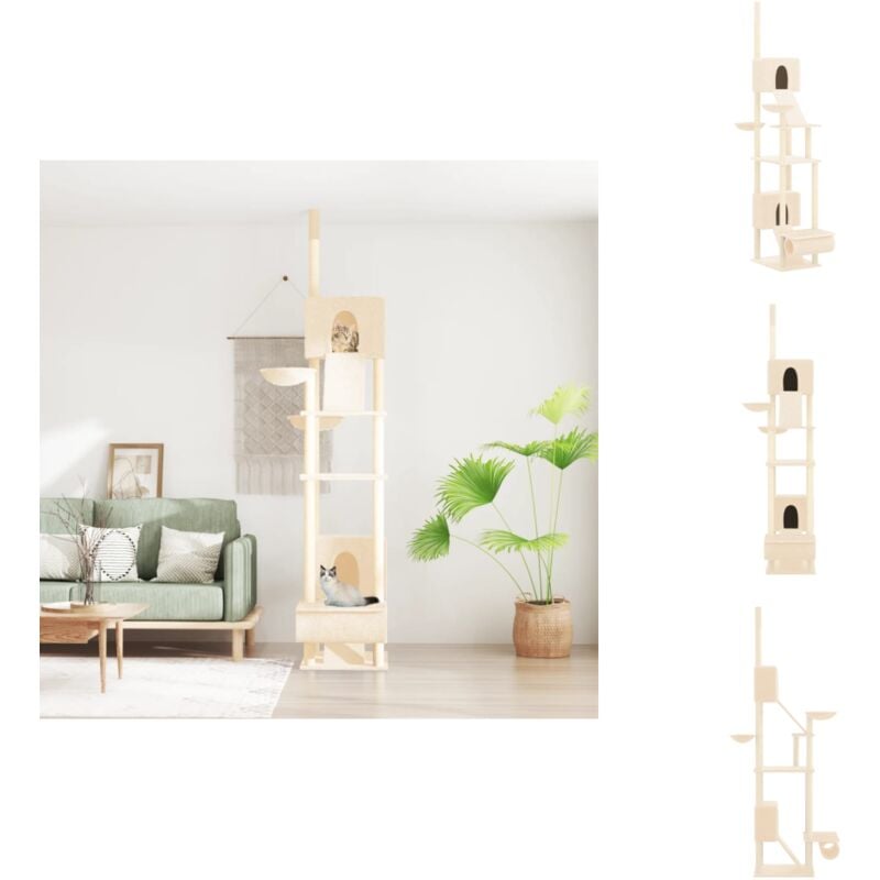 Vidaxl - Kratzbaum Deckenhoch Creme 277-303 cm - Katzenkratzbaum - Kratzbaum - Katzenmöbel - Hängematte Für Katzen - Katzenhaus