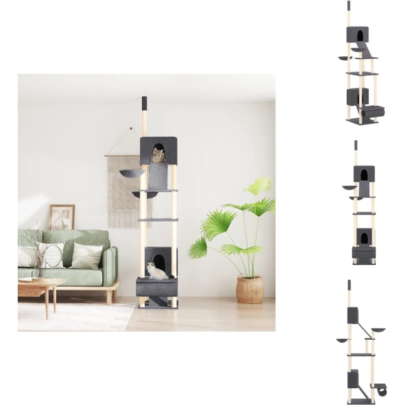 Vidaxl - Kratzbaum Deckenhoch Dunkelgrau 277-303 cm - Katzenkratzbaum - Kratzbaum Sisal - Katzenmöbel - Katzenschlafplatz - Katzenkletterstange