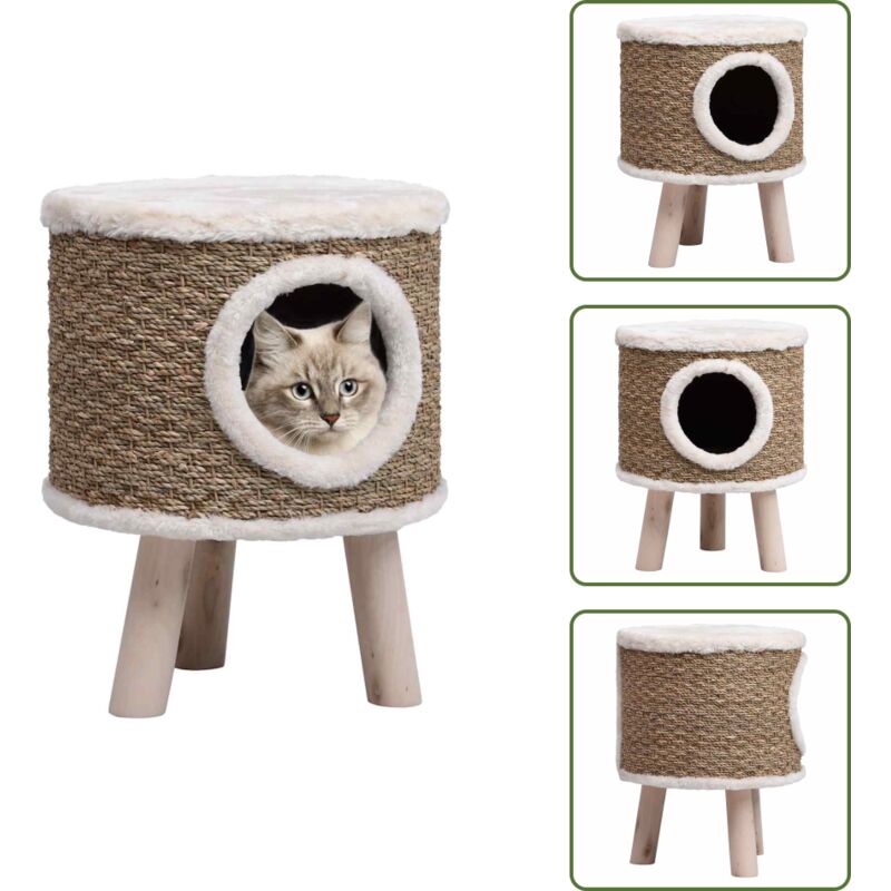 Vidaxl - Kratzbaum mit Holzbeinen 41 cm Seegras - Kratzbaum - Katzenmöbel - Katzenhaus - Katzenhöhle - Seegrasteppich