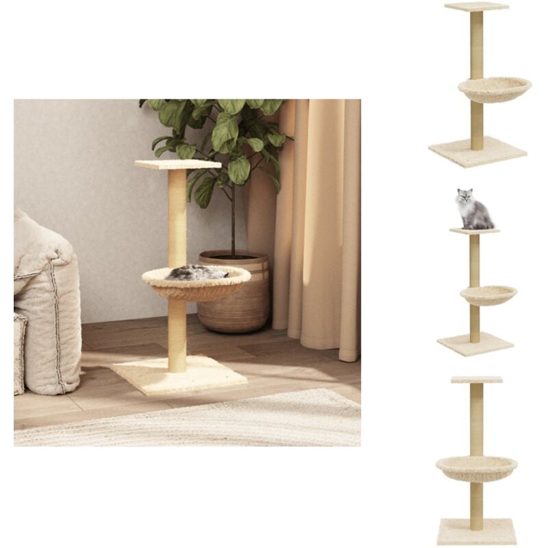 Kratzbaum mit Sisal-Kratzsäule Creme 74 cm - Katzen Kratzbaum - Sisalkratzbaum - Katzenmöbel - Kratzbaum Für Katze - Spielplatz Für Katze