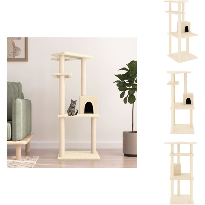 Vidaxl - Kratzbaum mit Sisal-Kratzsäulen Creme 123 cm - Katzenkratzbaum - Kratzbaum Sisal - Katzenmöbel - Katzenturm - Katzensofa