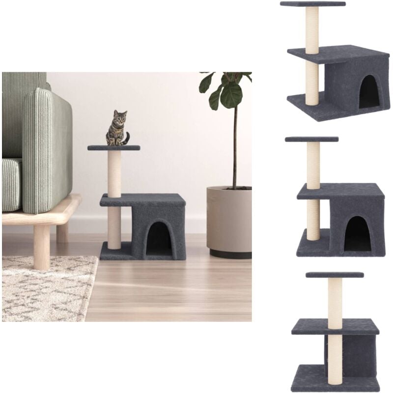 Vidaxl - Kratzbaum mit Sisal-Kratzsäulen Dunkelgrau 48 cm - Katzenkratzbaum - Kratzbaum Sisal - Katzenmöbel - Katzenhaus - Kratzpost