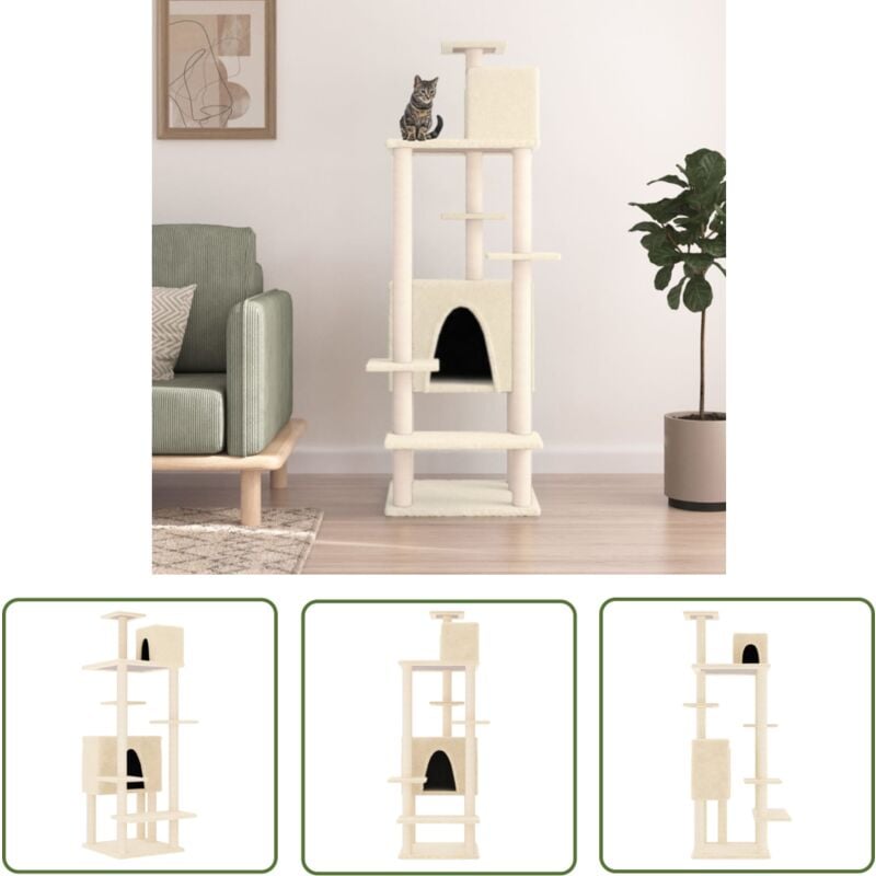 Maison Chic - The Living Store Kratzbaum mit Sisal-Kratzsäulen Creme 154 cm - Katzenkratzbaum - Kratzbaum Sisal - Katzenmöbel - Katzenturm