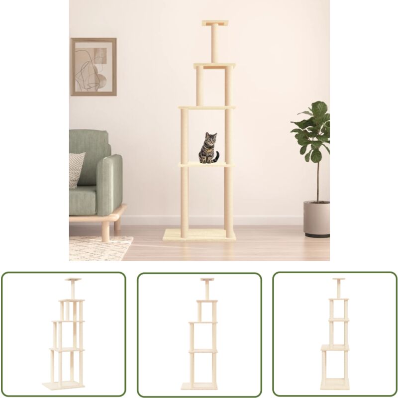 Maison Chic - The Living Store Kratzbaum mit Sisal-Kratzsäulen Creme 183 cm - Katzenkletterbaum - Kratzbaum - Sisalkratzbaum - Katzenmöbel